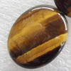 Tiger Eye Stone, Flat Oval, 22x26mm, Hole:1mm, Sold per 16-inch Strand