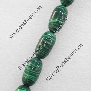 Malachite Beads，Drum, 11x20mm, Hole:Approx 1mm, Sold per 16-inch Strand