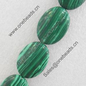 Malachite Beads，Flat Oval, 18x25mm, Hole:Approx 1mm, Sold per 16-inch Strand