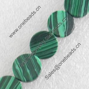 Malachite Beads，Flat Round, 6x2mm, Hole:Approx 1mm, Sold per 16-inch Strand