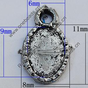 Zinc Alloy Cabochon Settings, Lead-free, Outside Diameter:11x8mm Inner Diameter:6x9mm, Sold by Bag