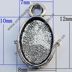 Zinc Alloy Cabochon Settings, Lead-free, Outside Diameter:12x8mm Inner Diameter:10x7mm, Sold by Bag