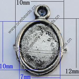 Zinc Alloy Cabochon Settings, Lead-free, Outside Diameter:12x10mm Inner Diameter:10x7mm, Sold by Bag