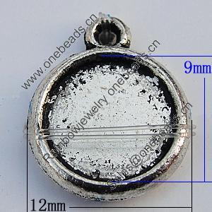 Zinc Alloy Cabochon Settings, Lead-free, Outside Diameter:12mm Inner Diameter:9mm, Sold by Bag