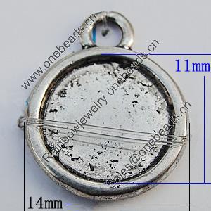 Zinc Alloy Cabochon Settings, Lead-free, Outside Diameter:14mm Inner Diameter:11mm, Sold by Bag