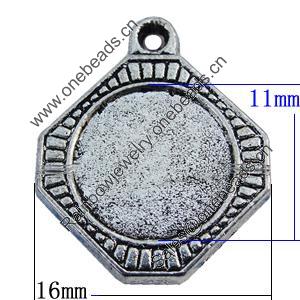 Zinc Alloy Cabochon Settings, Lead-free, Outside Diameter:16mm Inner Diameter:11mm, Sold by Bag