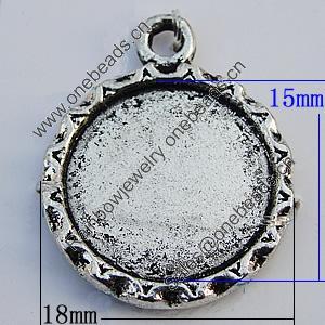 Zinc Alloy Cabochon Settings, Lead-free, Outside Diameter:18mm Inner Diameter:15mm, Sold by Bag