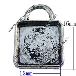 Zinc Alloy Cabochon Settings, Lead-free, Outside Diameter:15mm Inner Diameter:12mm, Sold by Bag