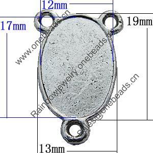 Zinc Alloy Cabochon Settings, Lead-free, Outside Diameter:13x19mm Inner Diameter:12x17mm, Sold by Bag