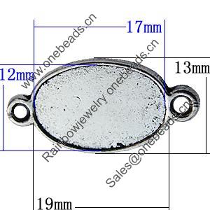 Zinc Alloy Cabochon Settings, Lead-free, Outside Diameter:13x19mm Inner Diameter:12x17mm, Sold by Bag