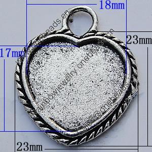 Zinc Alloy Cabochon Settings, Lead-free, Outside Diameter:23x23mm Inner Diameter:18x17mm, Sold by Bag