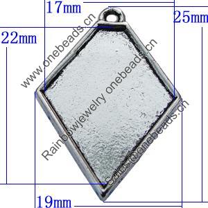 Zinc Alloy Cabochon Settings, Lead-free, Outside Diameter:19x25mm Inner Diameter:17x22mm, Sold by Bag