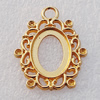 Zinc Alloy Cabochon Settings, Lead-free, Outside Diameter:26x34mm Inner Diameter:13x18mm, Sold by Bag