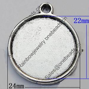 Zinc Alloy Cabochon Settings, Lead-free, Outside Diameter:24mm Inner Diameter:22mm, Sold by Bag