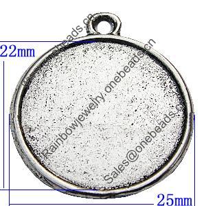 Zinc Alloy Cabochon Settings, Lead-free, Outside Diameter:25mm Inner Diameter:22mm, Sold by Bag