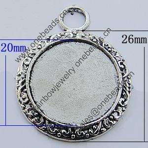 Zinc Alloy Cabochon Settings, Lead-free, Outside Diameter:26mm Inner Diameter:20mm, Sold by Bag