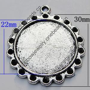 Zinc Alloy Cabochon Settings, Lead-free, Outside Diameter:30mm Inner Diameter:22mm, Sold by Bag