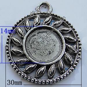 Zinc Alloy Cabochon Settings, Lead-free, Outside Diameter:30mm Inner Diameter:14mm, Sold by Bag