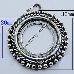 Zinc Alloy Cabochon Settings, Lead-free, Outside Diameter:30mm Inner Diameter:20mm, Sold by Bag