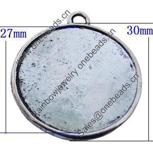 Zinc Alloy Cabochon Settings, Lead-free, Outside Diameter:30mm Inner Diameter:27mm, Sold by Bag