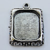 Zinc Alloy Cabochon Settings, Lead-free, Outside Diameter:18x27mm Inner Diameter:14x17mm, Sold by Bag