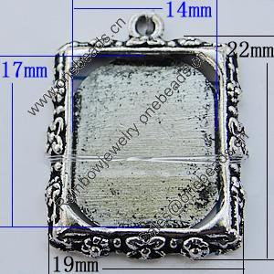 Zinc Alloy Cabochon Settings, Lead-free, Outside Diameter:19x22mm Inner Diameter:14x17mm, Sold by Bag