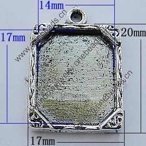 Zinc Alloy Cabochon Settings, Lead-free, Outside Diameter:17x20mm Inner Diameter:14x17mm, Sold by Bag