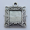 Zinc Alloy Cabochon Settings, Lead-free, Outside Diameter:18x18mm Inner Diameter:10x10mm, Sold by Bag