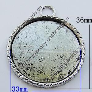 Zinc Alloy Cabochon Settings, Lead-free, Outside Diameter:36mm Inner Diameter:33mm, Sold by Bag