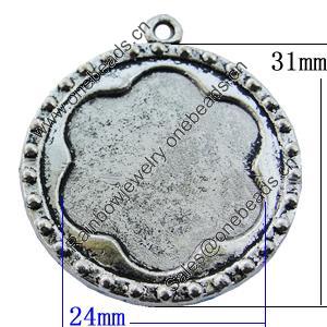 Zinc Alloy Cabochon Settings, Lead-free, Outside Diameter:31mm Inner Diameter:24mm, Sold by Bag
