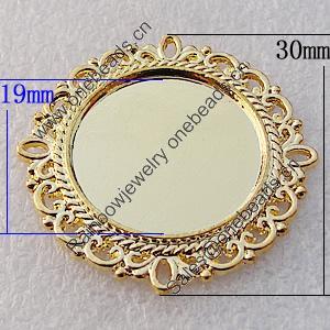 Zinc Alloy Cabochon Settings, Lead-free, Outside Diameter:30mm Inner Diameter:19mm, Sold by Bag