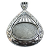 Zinc Alloy Cabochon Settings, Lead-free, Outside Diameter:44x49mm Inner Diameter:30x22mm, Sold by Bag