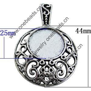 Zinc Alloy Cabochon Settings, Lead-free, Outside Diameter:44mm Inner Diameter:25mm, Sold by Bag