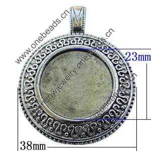 Zinc Alloy Cabochon Settings, Lead-free, Outside Diameter:38mm Inner Diameter:23mm, Sold by Bag