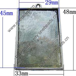 Zinc Alloy Cabochon Settings, Lead-free, Outside Diameter:33x48mm Inner Diameter:29x45mm, Sold by Bag