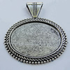 Zinc Alloy Cabochon Settings, Lead-free, Outside Diameter:47x35mm Inner Diameter:38x28mm, Sold by Bag