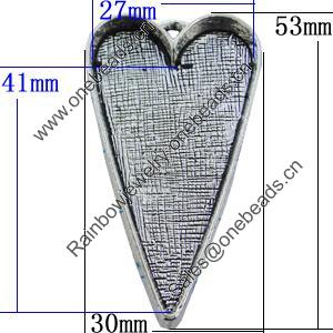 Zinc Alloy Cabochon Settings, Lead-free, Outside Diameter:30x53mm Inner Diameter:27x41mm, Sold by Bag