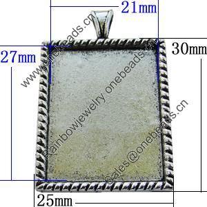 Zinc Alloy Cabochon Settings, Lead-free, Outside Diameter:25x30mm Inner Diameter:21x27mm, Sold by Bag