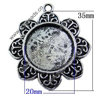 Zinc Alloy Cabochon Settings, Lead-free, Outside Diameter:35mm Inner Diameter:20mm, Sold by Bag