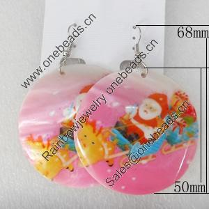 Shell Earring, Flat Round, 50x68mm, Sold by Dozen