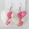 Shell Earring, Heart, 40x56mm, Sold by Dozen