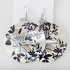 Shell Earring, Flat Round, 50x68mm, Sold by Dozen