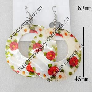 Shell Earring, Donut, 45x63mm, Sold by Dozen