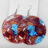 Shell Earring, Flat Round, 50x68mm, Sold by Dozen