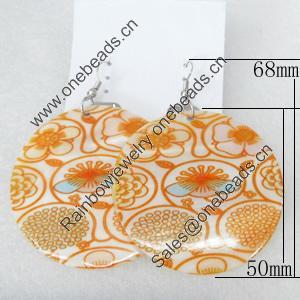 Shell Earring, Flat Round, 50x68mm, Sold by Dozen