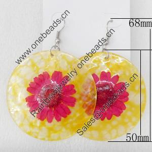 Shell Earring, Flat Round, 50x68mm, Sold by Dozen