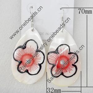 Shell Earring, Teardrop, 32x70mm, Sold by Dozen