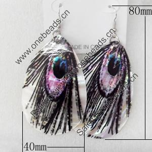 Shell Earring, Teardrop, 40x80mm, Sold by Dozen