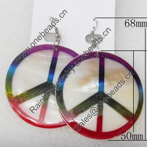 Shell Earring, Flat Round, 50x68mm, Sold by Dozen