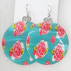 Shell Earring, Flat Round, 50x68mm, Sold by Dozen